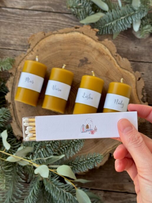 Sada adventných sviečok zo včelieho vosku – Mier, Viera, Láska, Nádej